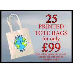 25 printed tote bags deal